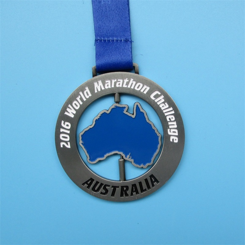 Puha zománc ezüst fém színes térkép Jigsaw World Marathon kombinált érmek