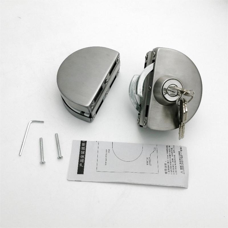 GDL001 201 Rozsdamentes acél Kereskedelmi Tartós Fém króm Üvegajtó Lopásgátló biztonsági zár, dupla lengő csuklós keretnélküli toló toló kapu zár