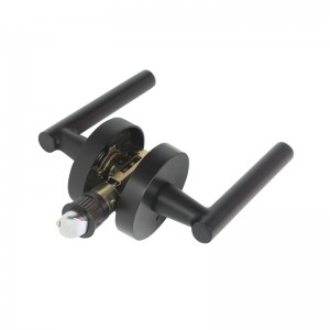 R7506 Fekete ajtófogantyúk, modern kortárs vékony kerek kialakítással otthoni hálószobához vagy fürdőszobához, kulcsnélküli ajtózár