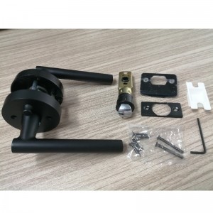 R7506 Fekete ajtófogantyúk, modern kortárs vékony kerek kialakítással otthoni hálószobához vagy fürdőszobához, kulcsnélküli ajtózár