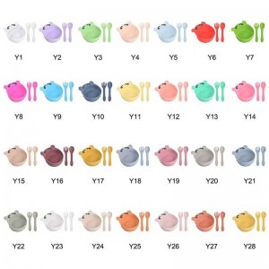 Baby etető szett szilikon tál kanálvilla kisgyermekek gyerekeknek aranyos állati szilícium tál szett medve táplálék etető baba tányér gyermekek