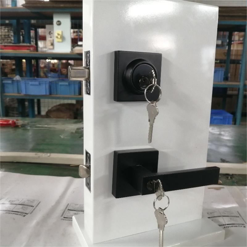 Négyzet alakú bejárati kart egyhengeres holtpont -készletgel, kulcsos kombinált ajtózár,nagyteljesítményű bejárati ajtó zárolása, matt fekete 1 csomag