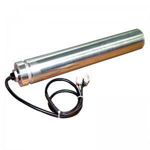 Egyenes 76/82nem szabványos egyenáramú elektromos henger, beépített motor, testreszabott rozsdamentes acél szállítószalag, szinkron kerék, horganyzott teljesítményű dupla sor lánckerék, gumi bevonat