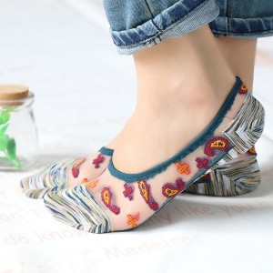 Nyári forró eladás láthatatlan színes divatkristály selyem alacsony vágásúnők átlátszó zokni