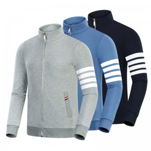 Tavaszi és őszi újnégy bár pamut divat alkalmi kisállvány gallér férfiak és anők cipzár hosszú ujjú kardigán kabátja