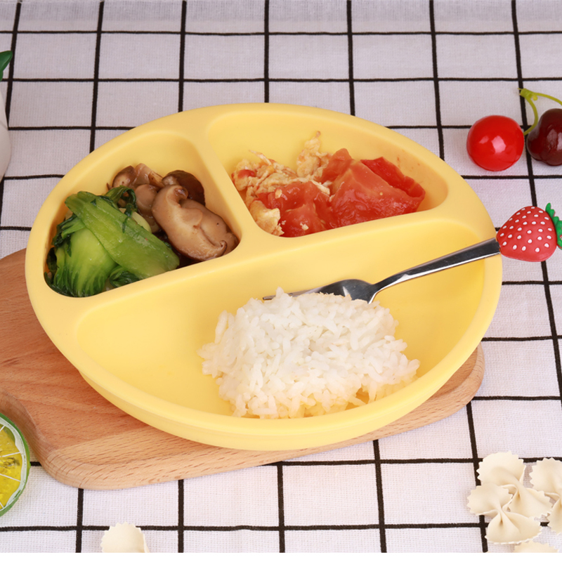 Szilikon baba szívópoharak, kisgyermek önellátó szívószívó csészék, szilikon baba etető tányér osztott szilikon ételek elválasztott csecsemőkhöz, BPA-mentes, mikrohullámú sütő, mosogatógép és sütő biztonságos-...