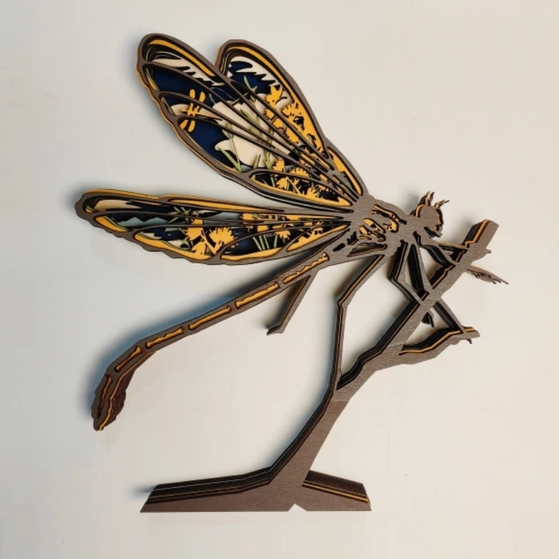 3D állati fa szitakötő dekoráció