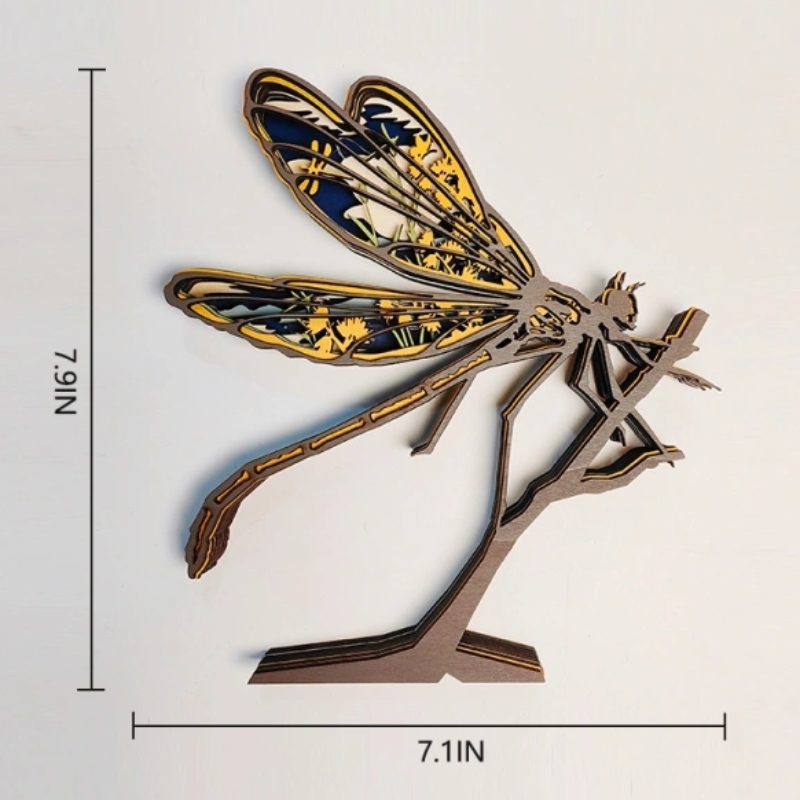 3D állati fa szitakötő dekoráció