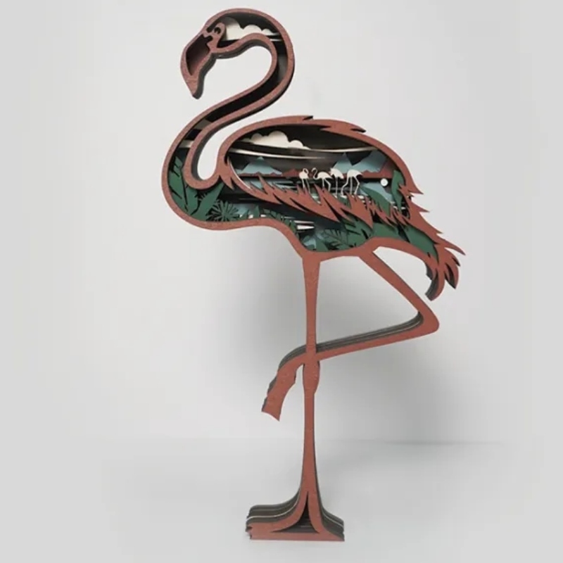 3D Flamingo fa tárgy dekoráció
