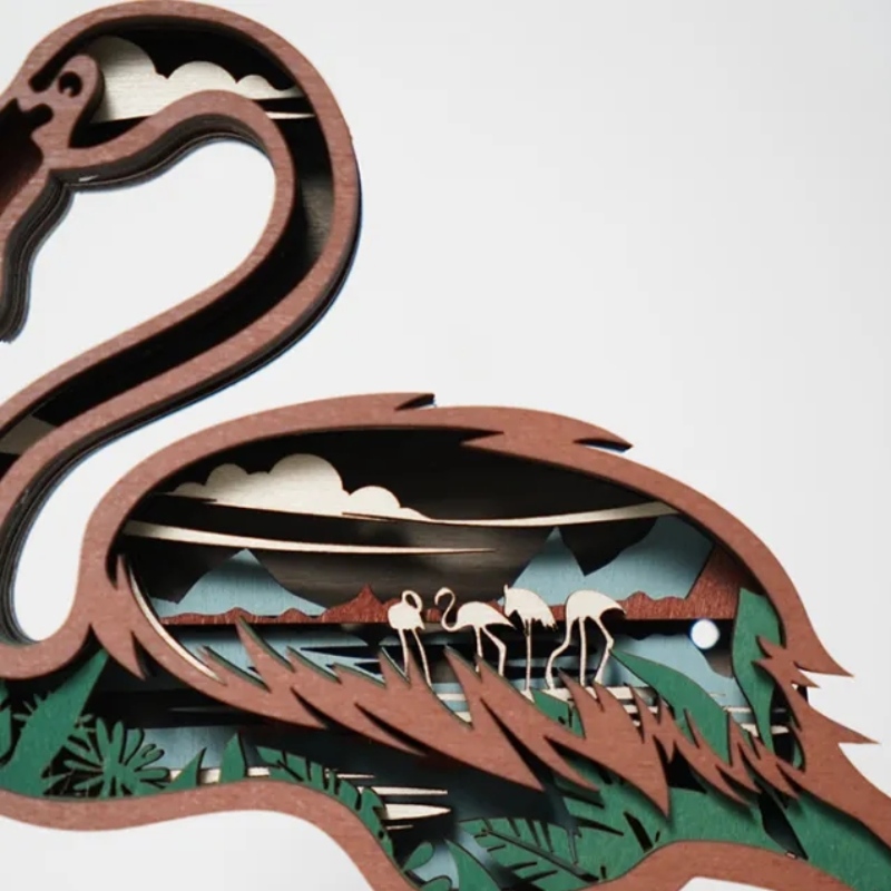 3D Flamingo fa tárgy dekoráció