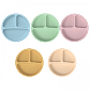 Szilikongyermekek vacsora tányér szívópohár integrált rekeszes szilikon vacsora tányér