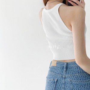 Újnyári retro mellény harisnyanők egységes színű, ujjatlan kötött pulóver rövid mellény pulóver