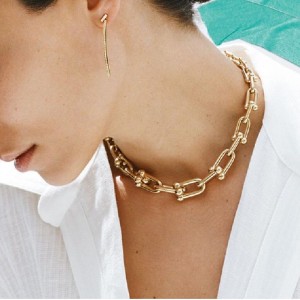Vastag láncnyakláncnői Európa és az Egyesült Államok Ins Light Luxury Niche patkó csat gallércsontlánc