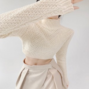 Durva kötött középsőnyakú pulóver