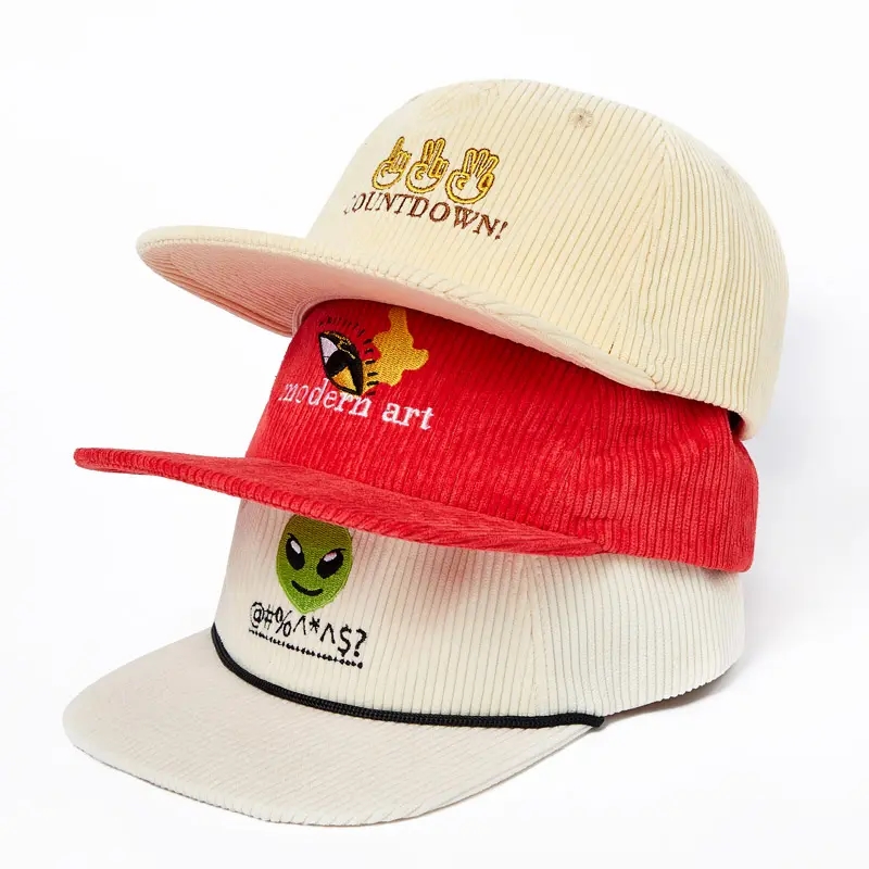 Nagykereskedelmi Corduroy 3D hímzés Snapback kalap Snapback sapka