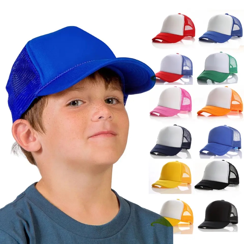 Nagykereskedelmi állítható Snapback Classic Unisex Youth egy méretű hálósapka ívelt számla Poly-Foam Front Trucker kalap gyerekeknek
