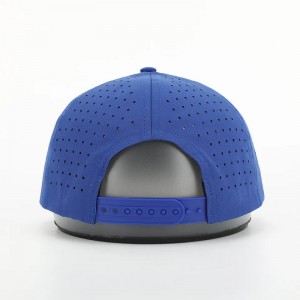 Új divat egyedi PVC Patch logo 5 Panel vízálló poliészter sport golf kalap, lézerrel vágott perforált apa Gorras, kötél baseball sapka