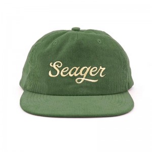 Corduroy 5 panel hímző logó sapkáknem strukturált snapback kalapok ömlesztve