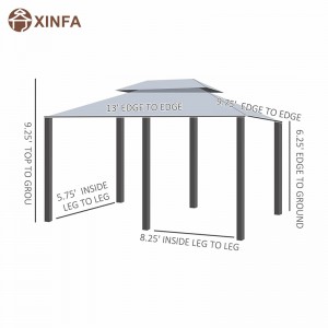 10 \\\\ \'x 13 \\\\\' Kültéri puha felső pavilon pergola függönyökkel, 2-szintű acélkeret pavilon a teraszhoz, zsálya szürke