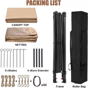 Kerti kellékek Pergola alumínium kültéri pavilon kültéri tevékenységek szúnyoghálóval, világosbarna