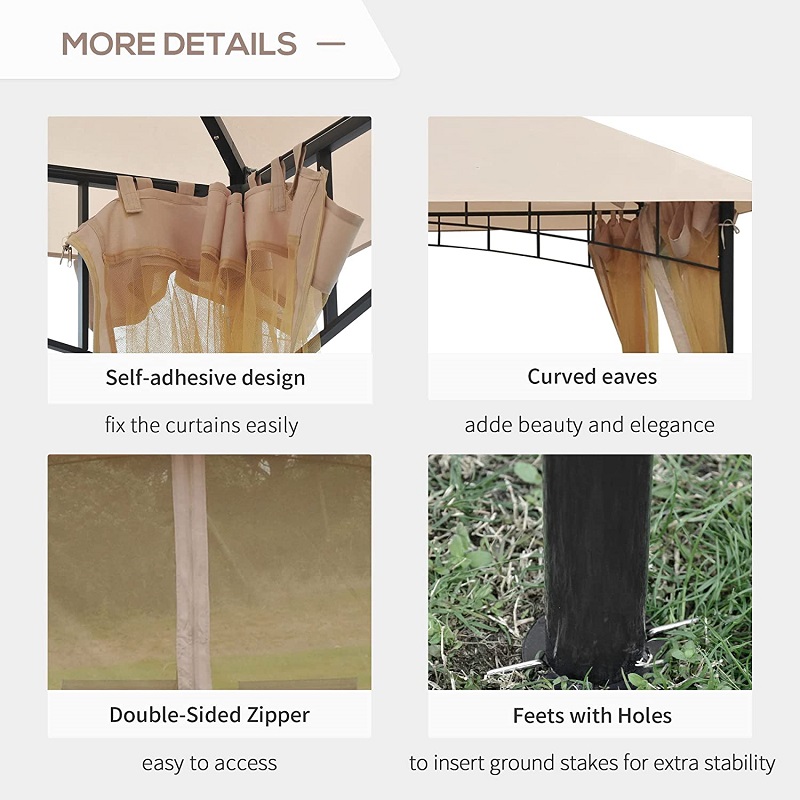 10 \\\\ \'x 10 \\\\\' kültéri teraszos pavilon lombkorona sátor háló oldalfalakkal, 2-szintű lombkorona hátsó udvarra, bézs