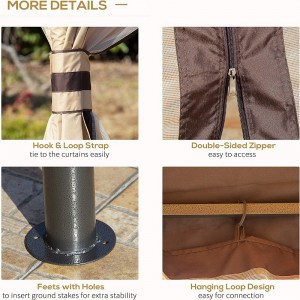 12 \\\\ \'x 10 \\\\\' 2-szintű kültéri pavilon lombkorona sátor a teraszhoz cipzárral ellátott oldalfalakkal, bézs