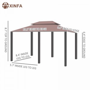10 \\\\ \'x 13 \\\\\' kültéri puha felső pergola pavilon függönyökkel, 2-szintű acélkeret pavilon a teraszhoz, khaki