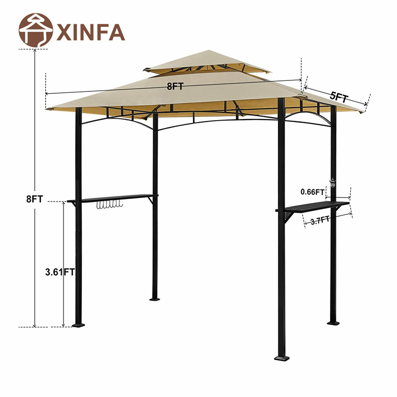 8 \'x 5 \\\\\' 2-Tier Canopy Top Grill Gazebo kültéri teraszos barbecue pavilon menedék erős acélkerettel