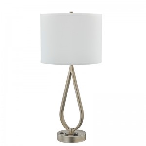 Alvó asztali lámpa antik ezüst kivitelben, asztali lámpa, kényelmes aljzat és USB -port