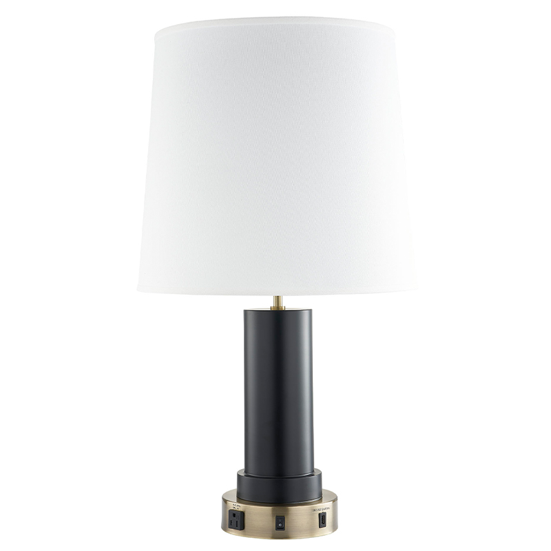 Egyedi éjszakai és lámpa antik sárgaréz és fekete kivitelű, egy/off rocker kapcsolóval, egy kényelmes aljzat és egy USB töltőport a vendégszobában