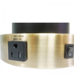 Egyedi éjszakai és lámpa antik sárgaréz és fekete kivitelű, egy/off rocker kapcsolóval, egy kényelmes aljzat és egy USB töltőport a vendégszobában