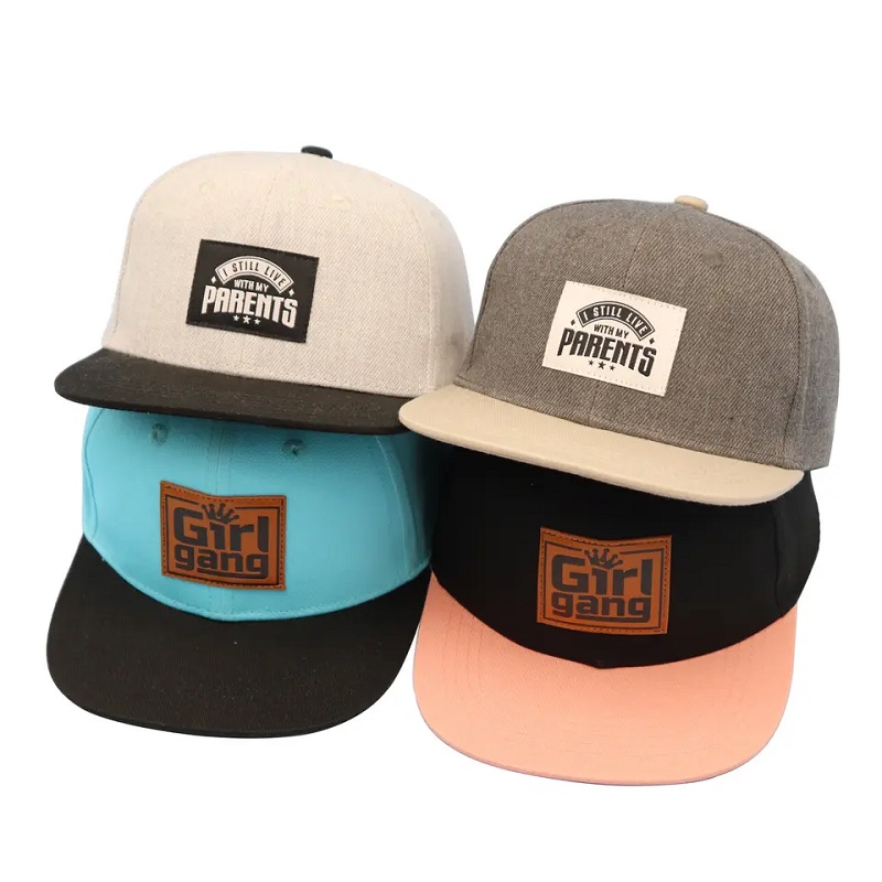 Fashion Boy kis méretű magáncímkék Patch Hip Hop Custom Hats Gyerekek Egyéni logó Snapback kalap sapkák gyerekeknek