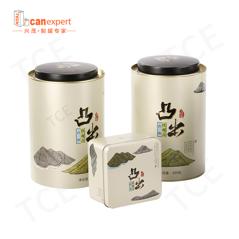 Gyári egyedi téglalap alakú kerek fém doboz csomagolás luxus tea ón konzervdoboz tartály tárolóedény