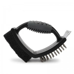 BBQ kefe rozsdamentes acél 3-in-1 grilltisztító kefe kettős BBQ kefe kaparóval a BBQ-hoz