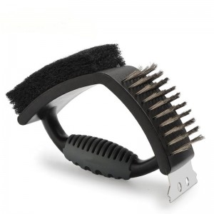 BBQ kefe rozsdamentes acél 3-in-1 grilltisztító kefe kettős BBQ kefe kaparóval a BBQ-hoz