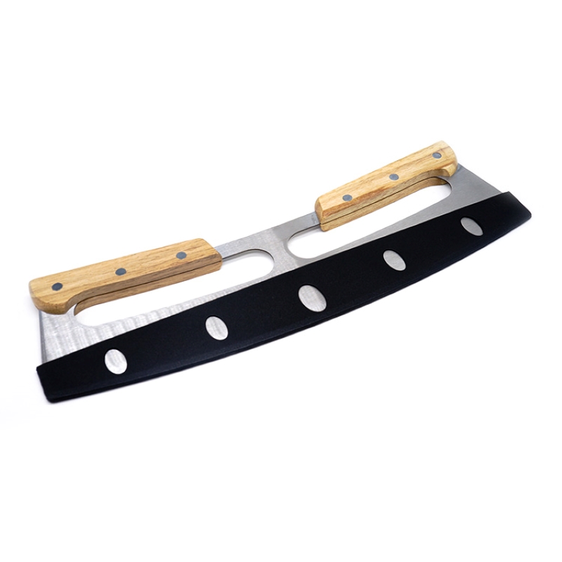 Forró eladás rozsdamentes acél vágó pizza, pizza vágó pizza rocker konyhai szerszám műanyag borítás védelmével