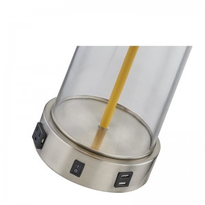 Home2 Hotel Glass Table Lámpa egy/off rocker kapcsolóval, egy kényelmes aljzat és egy USB -töltő kikötő a Hotel vendégszobájában