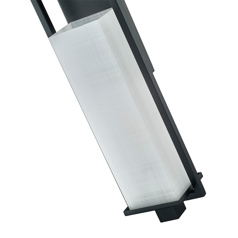 Hospitality Hotel Wall Sconce matt fekete kivitelű és téglalap alakú vászonmintázatú akril árnyékkal a szállodában tipikus folyosón