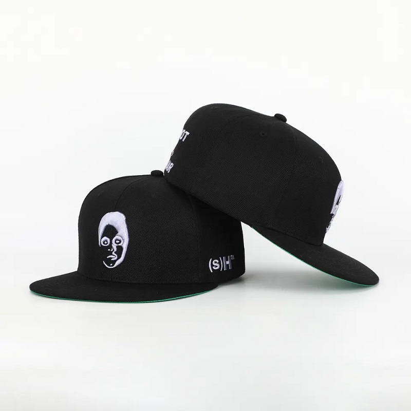 Egyéni 6 panel fekete zárt hátsó flex fickó gorras sapka felszerelt kalap 3D hímzés logó zöld alsó alsónövény hip -hop snapback sapka