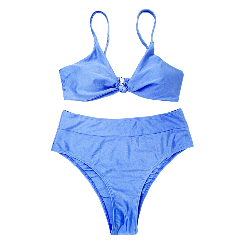 Egységes színű szexi hátnélküli heveder fürdőruhák