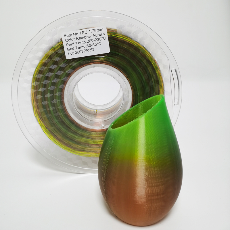 TPU szivárvány izzószál 3D -s filament lágy rugalmas 1.75 mm fdm