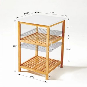 3 Tiers Bamboo Wood Feing Asztal Modern éjjeliszekrény kerek oldalsó end ékezetes dohányzóasztal éjszakai állvány anappali hálószobához