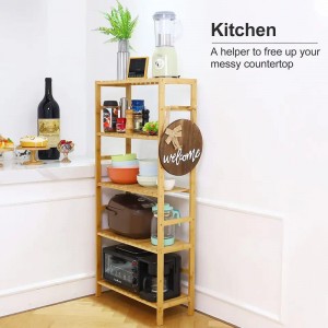 5-emeletes állítható könyvespolcnagy vízálló fürdőszoba állványnövényi állvány bambusz könyvespolc