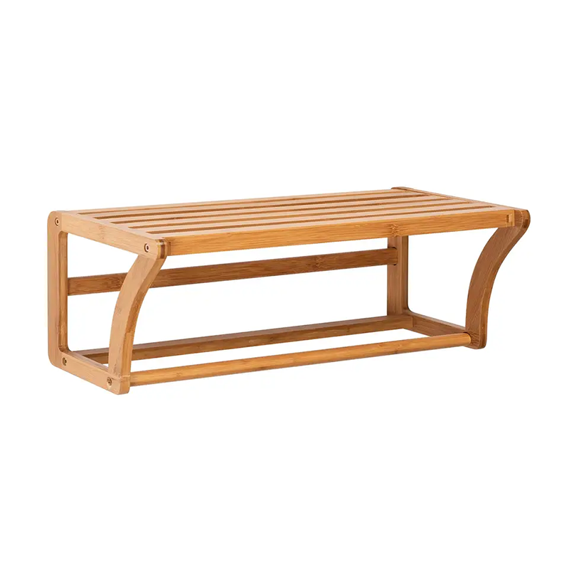 Bambuszfal -szerelő polc törülközővel