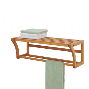 Bambuszfal -szerelő polc törülközővel