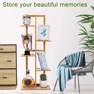 Egyéni 6. rétegű réteg többfunkciós fa bambusz virágtartó kültéri beltéri állvány