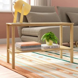 Nappali természetes barna téglalap alakú bambusz dohányzóasztal tárolóhelyiséggel