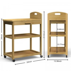 Nyitott polc a bolti ételkészítményhez kocsik bambusz tároló polcautó