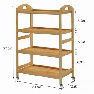 A gördülő többcélú tárolómenedzsment jármű tartós és könnyen mozgatható bambusz tárolóautó