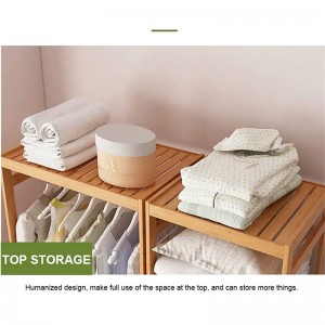 Három rétegű tároló állvány szilárd kidobó fogas ruházat kijelző bambusz állvány